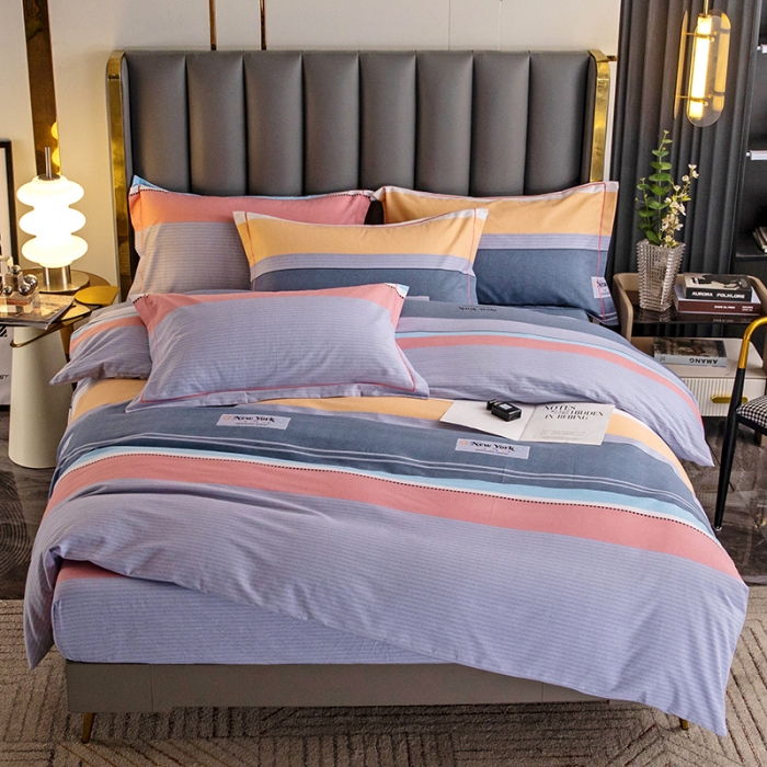 91家纺网 家纺一手货源 找家纺 纽缦 2022新款纯棉磨毛加厚系列-床笠四件套 炫彩时光-粉