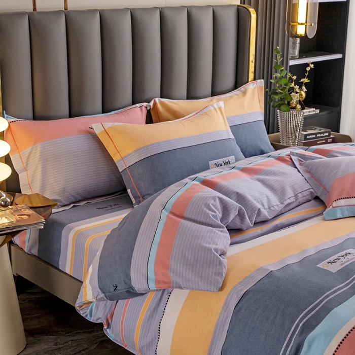 91家纺网 家纺一手货源 找家纺 纽缦 2022新款纯棉磨毛加厚系列-床笠四件套 炫彩时光-粉