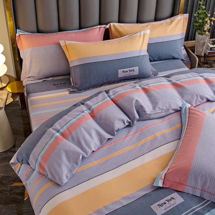 91家纺网 家纺一手货源 找家纺 纽缦 2022新款纯棉磨毛加厚系列-床笠四件套 炫彩时光-粉