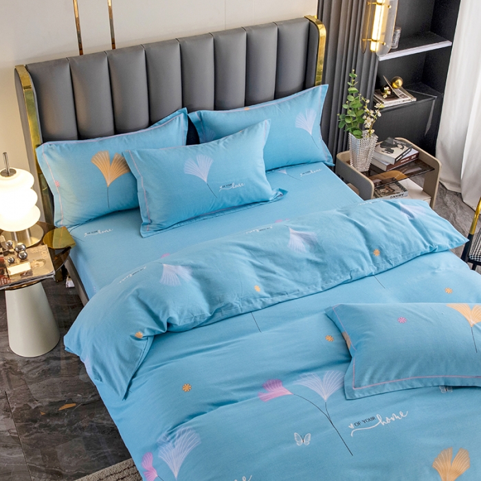 91家纺网 家纺一手货源 找家纺 纽缦 2022新款纯棉磨毛加厚系列-床笠四件套 萱梦-绿