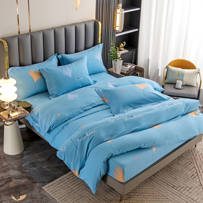 91家纺网 家纺一手货源 找家纺 纽缦 2022新款纯棉磨毛加厚系列-床笠四件套 萱梦-绿