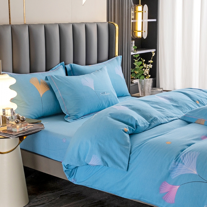 91家纺网 家纺一手货源 找家纺 纽缦 2022新款纯棉磨毛加厚系列-床笠四件套 萱梦-绿