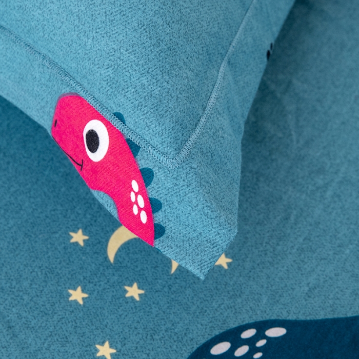 91家纺网 家纺一手货源 找家纺 纽缦 2022新款纯棉磨毛加厚系列-床笠四件套 小恐龙