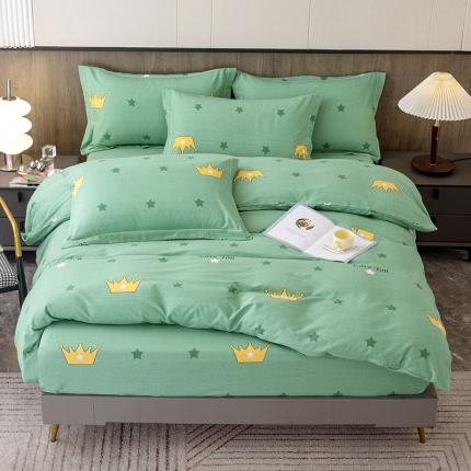 纽缦 2022新款纯棉磨毛加厚系列-床笠四件套 小皇冠
