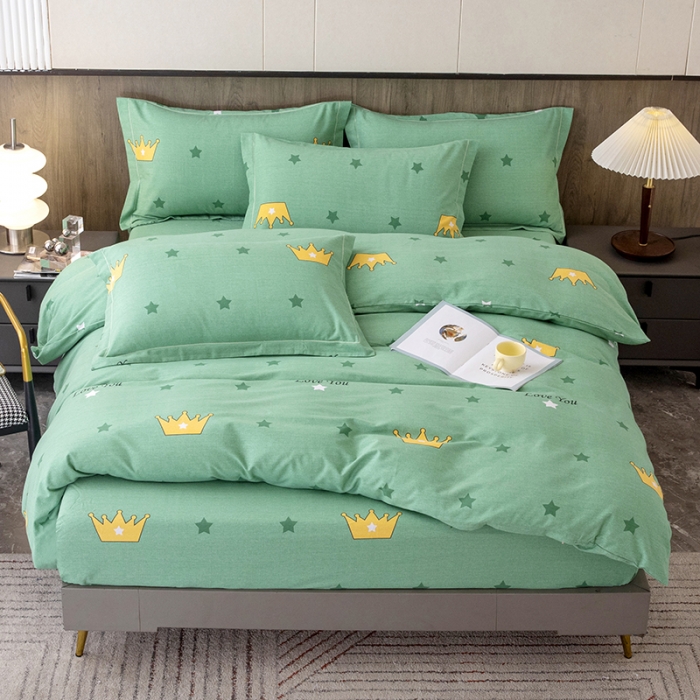 91家纺网 家纺一手货源 找家纺 纽缦 2022新款纯棉磨毛加厚系列-床笠四件套 小皇冠