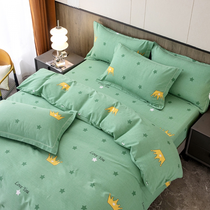 91家纺网 家纺一手货源 找家纺 纽缦 2022新款纯棉磨毛加厚系列-床笠四件套 小皇冠