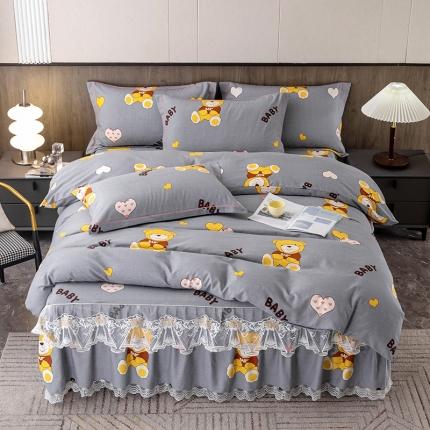 91家纺网 家纺一手货源 找家纺 （总）纽缦 2022新款纯棉磨毛加厚系列-床裙四件套