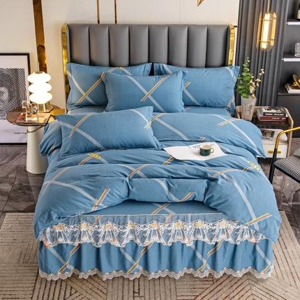 91家纺网 家纺一手货源 找家纺 （总）纽缦 2022新款纯棉磨毛加厚系列-床裙四件套