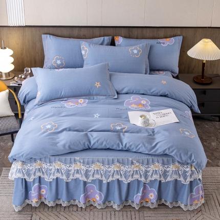 91家纺网 家纺一手货源 找家纺 （总）纽缦 2022新款纯棉磨毛加厚系列-床裙四件套