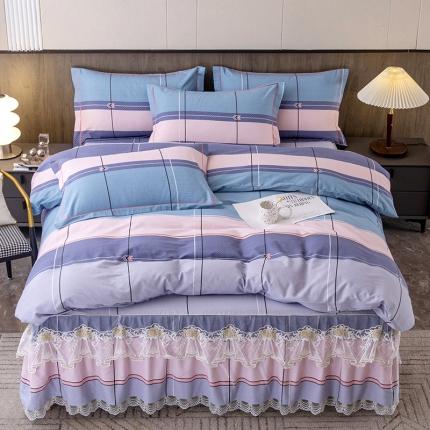 91家纺网 家纺一手货源 找家纺 （总）纽缦 2022新款纯棉磨毛加厚系列-床裙四件套