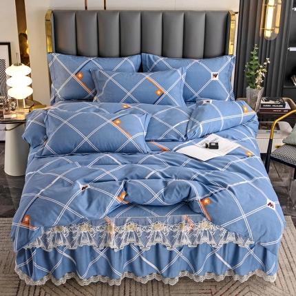 91家纺网 家纺一手货源 找家纺 纽缦 2022新款纯棉磨毛加厚系列-床裙四件套 时尚空间