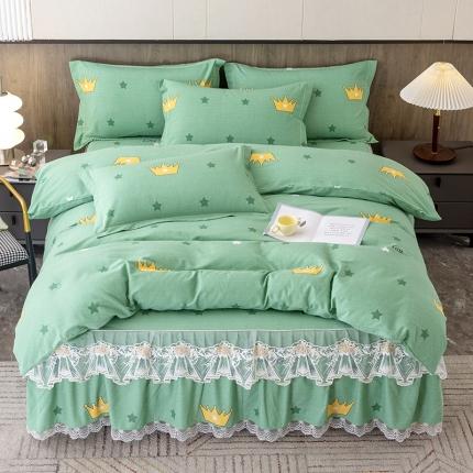 （总）纽缦 2022新款纯棉磨毛加厚系列-床裙四件套