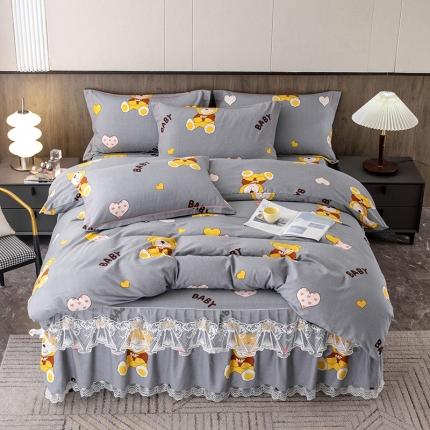纽缦 2022新款纯棉磨毛加厚系列-床裙四件套 比尔宝贝
