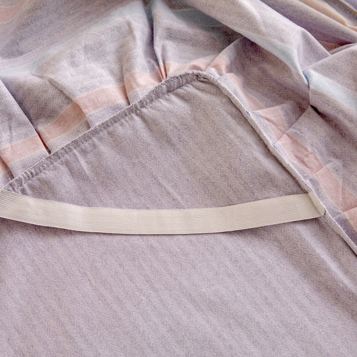 91家纺网 家纺一手货源 找家纺 纽缦 2022新款纯棉磨毛加厚系列-床裙四件套 炫彩时光-粉