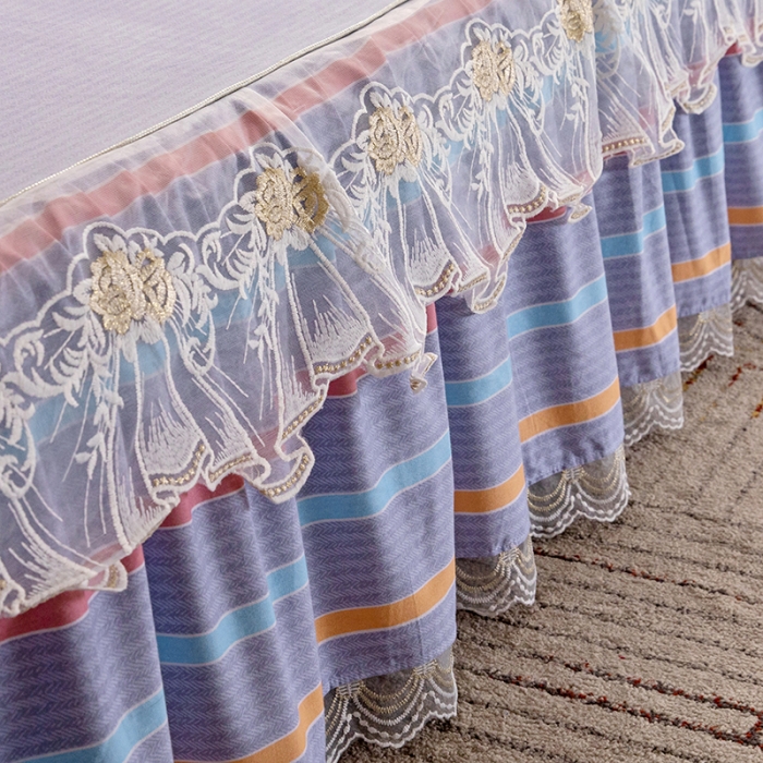 91家纺网 家纺一手货源 找家纺 纽缦 2022新款纯棉磨毛加厚系列-床裙四件套 炫彩时光-粉