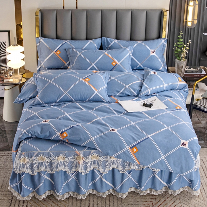 91家纺网 家纺一手货源 找家纺 纽缦 2022新款纯棉磨毛加厚系列-床裙四件套 时尚空间