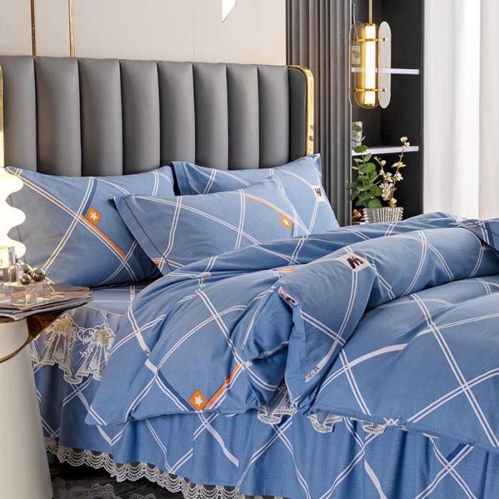 91家纺网 家纺一手货源 找家纺 纽缦 2022新款纯棉磨毛加厚系列-床裙四件套 时尚空间