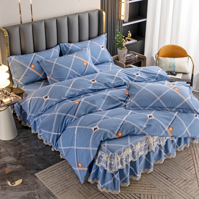 91家纺网 家纺一手货源 找家纺 纽缦 2022新款纯棉磨毛加厚系列-床裙四件套 时尚空间