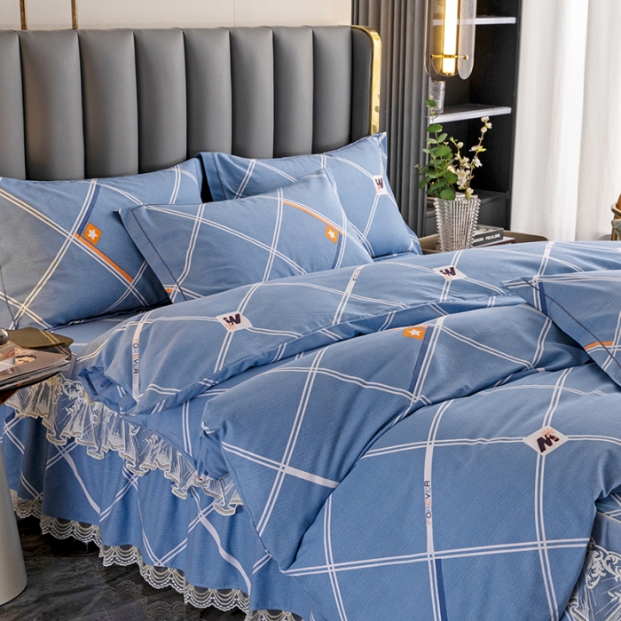 91家纺网 家纺一手货源 找家纺 纽缦 2022新款纯棉磨毛加厚系列-床裙四件套 时尚空间