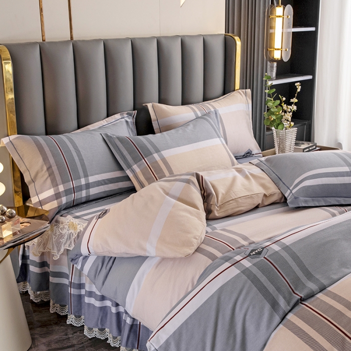 91家纺网 家纺一手货源 找家纺 纽缦 2022新款纯棉磨毛加厚系列-床裙四件套 迈凯伦