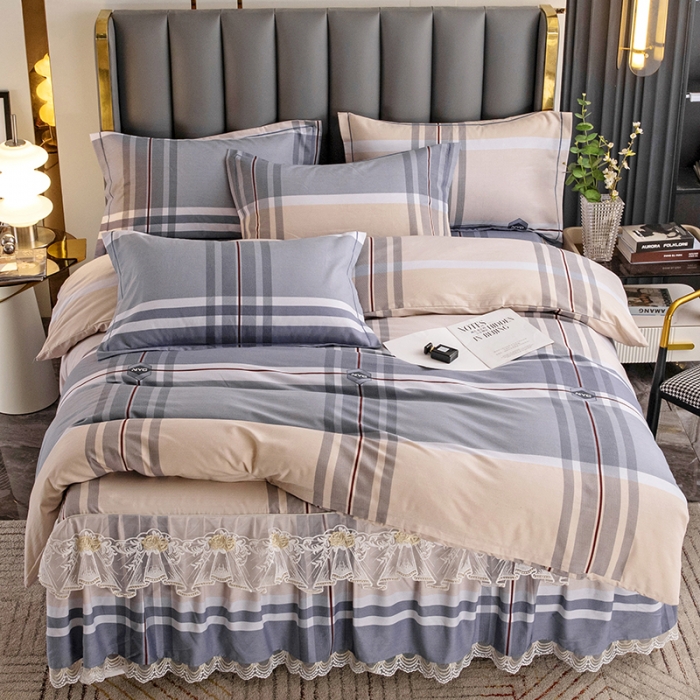 91家纺网 家纺一手货源 找家纺 纽缦 2022新款纯棉磨毛加厚系列-床裙四件套 迈凯伦