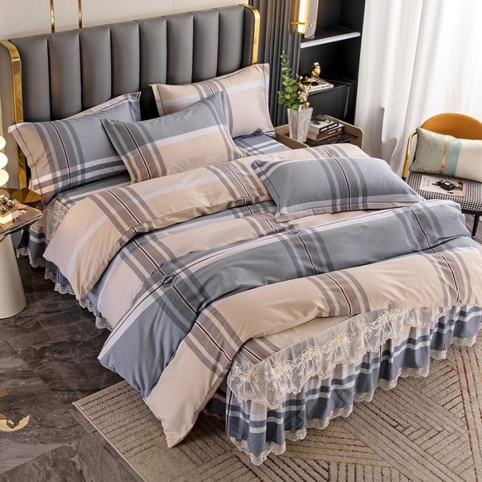 91家纺网 家纺一手货源 找家纺 纽缦 2022新款纯棉磨毛加厚系列-床裙四件套 迈凯伦