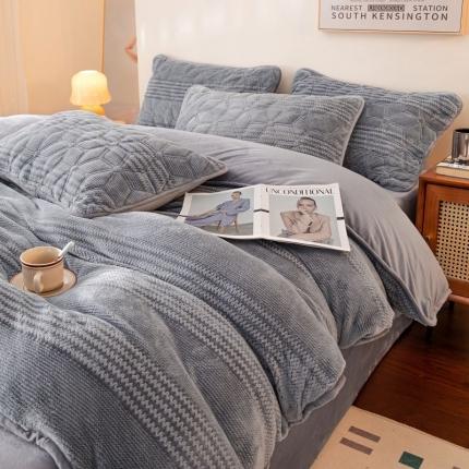 91家纺网 家纺一手货源 找家纺 凡客 2022新棉绒色织提花单品被套-深灰