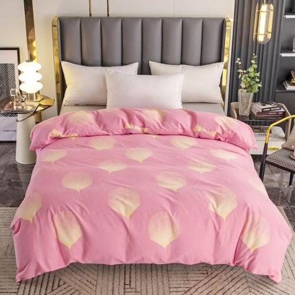 91家纺网 家纺一手货源 找家纺 纽缦  2022新款纯棉磨毛加厚系列-单被套 叶语-粉