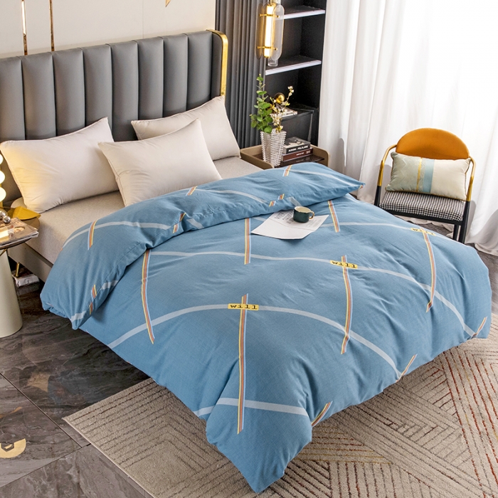 91家纺网 家纺一手货源 找家纺 纽缦  2022新款纯棉磨毛加厚系列-单被套 彩条飞舞