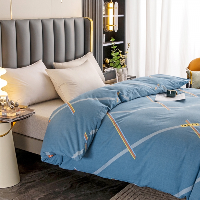 91家纺网 家纺一手货源 找家纺 纽缦  2022新款纯棉磨毛加厚系列-单被套 彩条飞舞