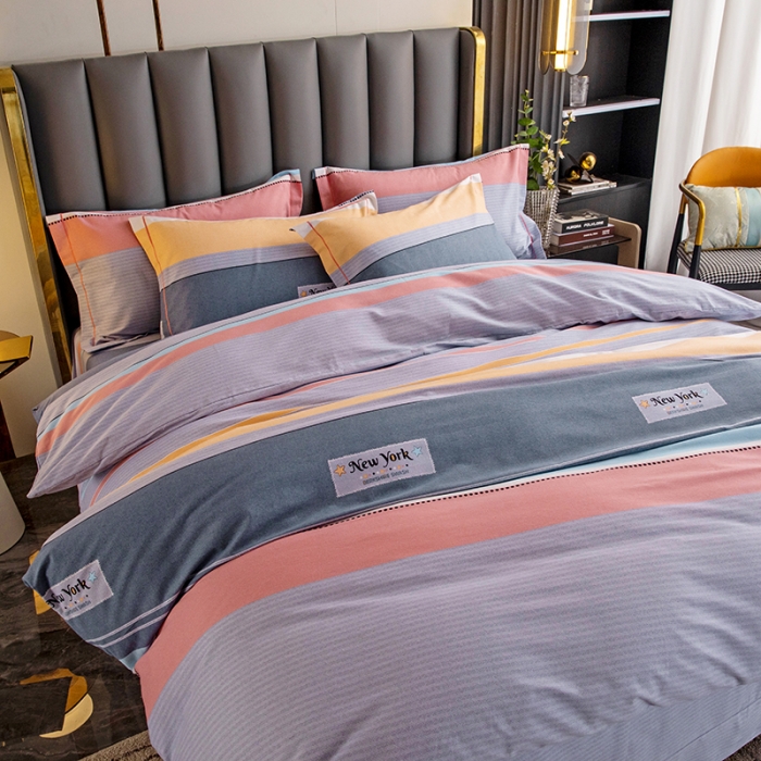 91家纺网 家纺一手货源 找家纺 纽缦  2022新款纯棉磨毛加厚系列-单被套 炫彩时光-粉