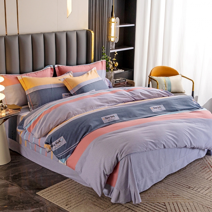 91家纺网 家纺一手货源 找家纺 纽缦  2022新款纯棉磨毛加厚系列-单被套 炫彩时光-粉