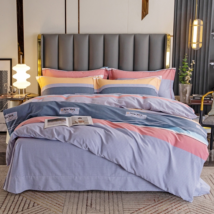 91家纺网 家纺一手货源 找家纺 纽缦  2022新款纯棉磨毛加厚系列-单被套 炫彩时光-粉