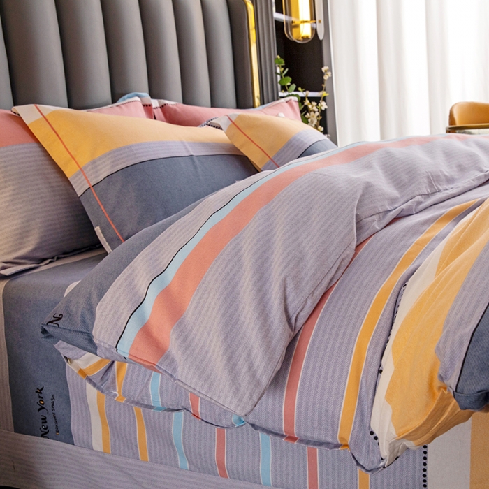 91家纺网 家纺一手货源 找家纺 纽缦  2022新款纯棉磨毛加厚系列-单被套 炫彩时光-粉