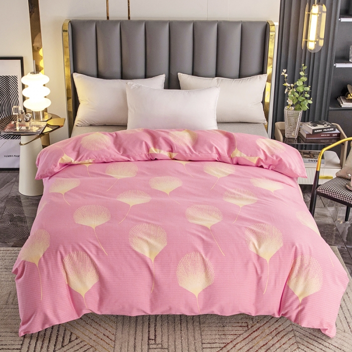 91家纺网 家纺一手货源 找家纺 纽缦  2022新款纯棉磨毛加厚系列-单被套 叶语-粉