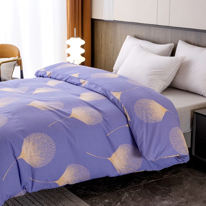 91家纺网 家纺一手货源 找家纺 纽缦  2022新款纯棉磨毛加厚系列-单被套 叶语-紫