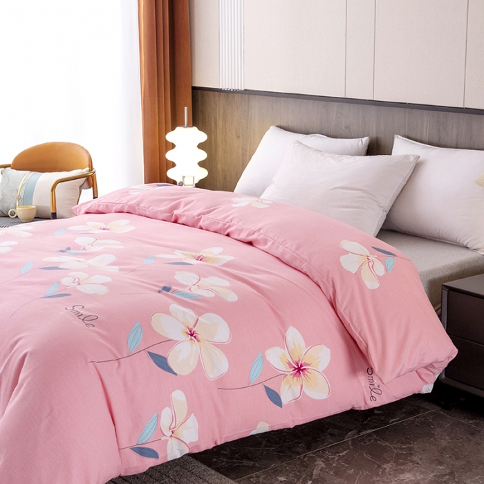 91家纺网 家纺一手货源 找家纺 纽缦  2022新款纯棉磨毛加厚系列-单被套 语茉花开-粉