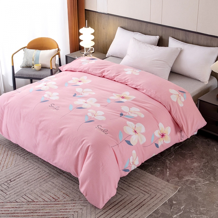 91家纺网 家纺一手货源 找家纺 纽缦  2022新款纯棉磨毛加厚系列-单被套 语茉花开-粉