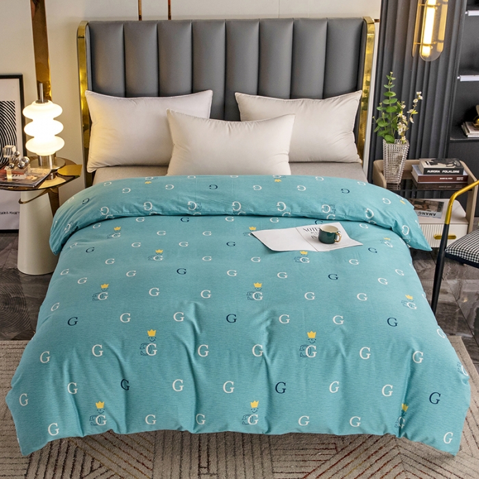 91家纺网 家纺一手货源 找家纺 纽缦  2022新款纯棉磨毛加厚系列-单被套 字母恋曲-绿