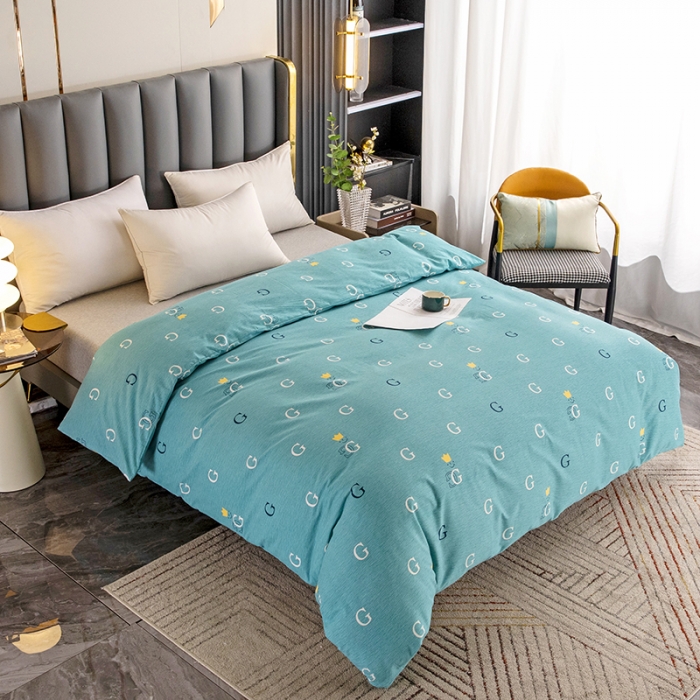 91家纺网 家纺一手货源 找家纺 纽缦  2022新款纯棉磨毛加厚系列-单被套 字母恋曲-绿