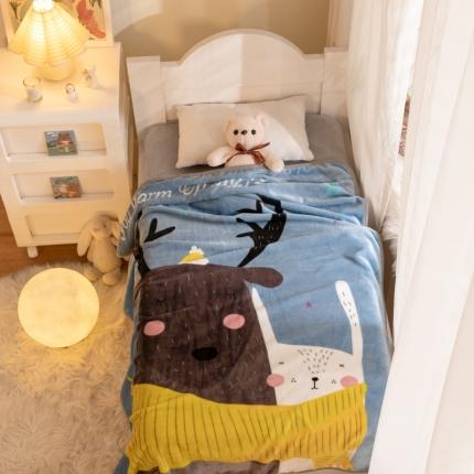 91家纺网 家纺一手货源 找家纺 茗婷家纺 2025单层法兰绒儿童毛毯云毯宝宝盖毯床单供跨境外贸亚马逊TEMU围巾鹿