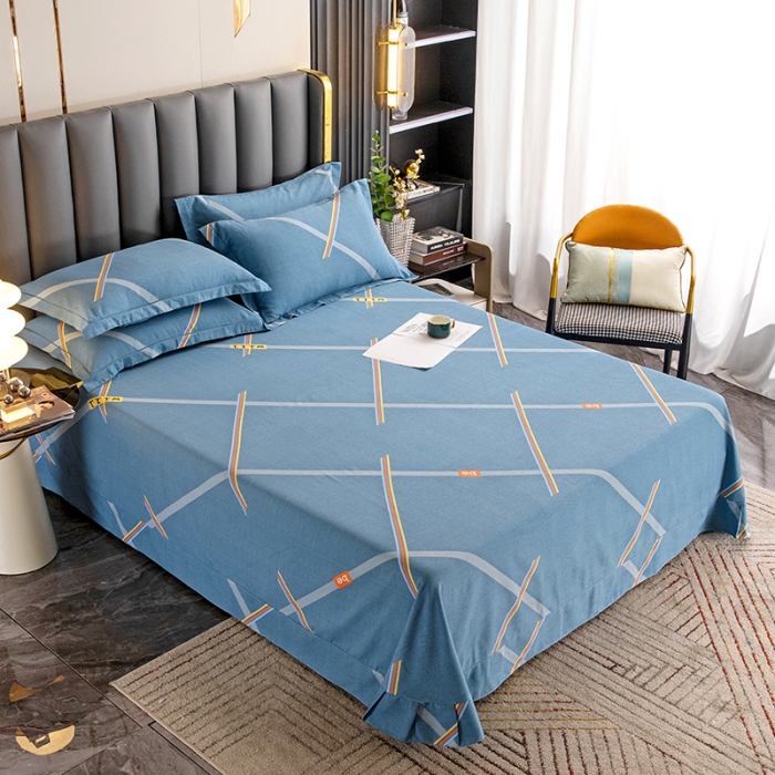 91家纺网 家纺一手货源 找家纺 纽缦 2022新款纯棉磨毛加厚系列-单床单 彩条飞舞