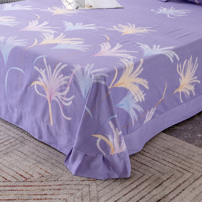 91家纺网 家纺一手货源 找家纺 纽缦 2022新款纯棉磨毛加厚系列-单床单 城南花开-紫