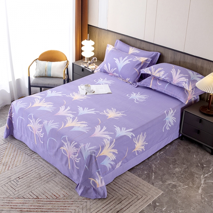 91家纺网 家纺一手货源 找家纺 纽缦 2022新款纯棉磨毛加厚系列-单床单 城南花开-紫