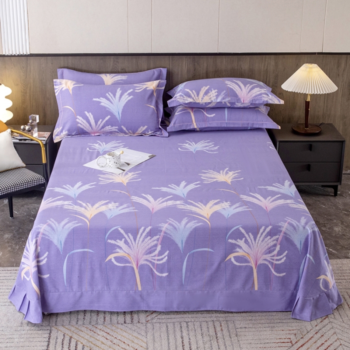 91家纺网 家纺一手货源 找家纺 纽缦 2022新款纯棉磨毛加厚系列-单床单 城南花开-紫