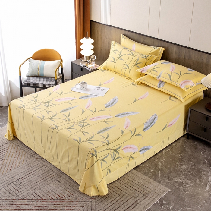 91家纺网 家纺一手货源 找家纺 纽缦 2022新款纯棉磨毛加厚系列-单床单 浮梦-黄