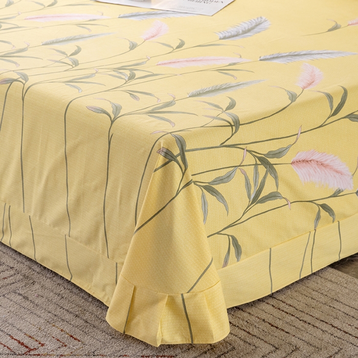 91家纺网 家纺一手货源 找家纺 纽缦 2022新款纯棉磨毛加厚系列-单床单 浮梦-黄