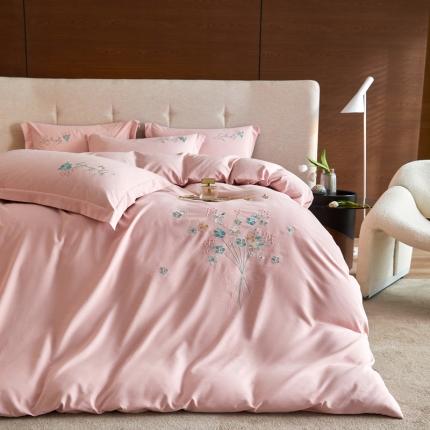 91家纺网 家纺一手货源 找家纺 凡客家居22新款60支高端锦棉优雅手捧花绣花系列 花语-粉