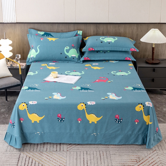 91家纺网 家纺一手货源 找家纺 纽缦 2022新款纯棉磨毛加厚系列-单床单 小恐龙