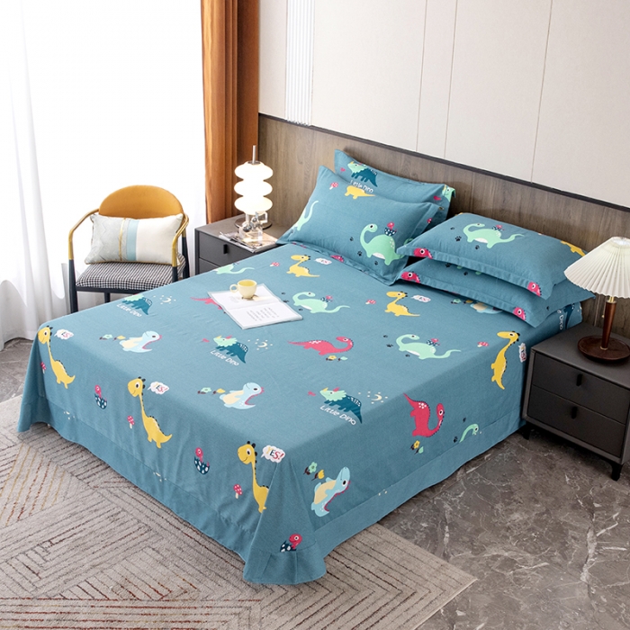 91家纺网 家纺一手货源 找家纺 纽缦 2022新款纯棉磨毛加厚系列-单床单 小恐龙